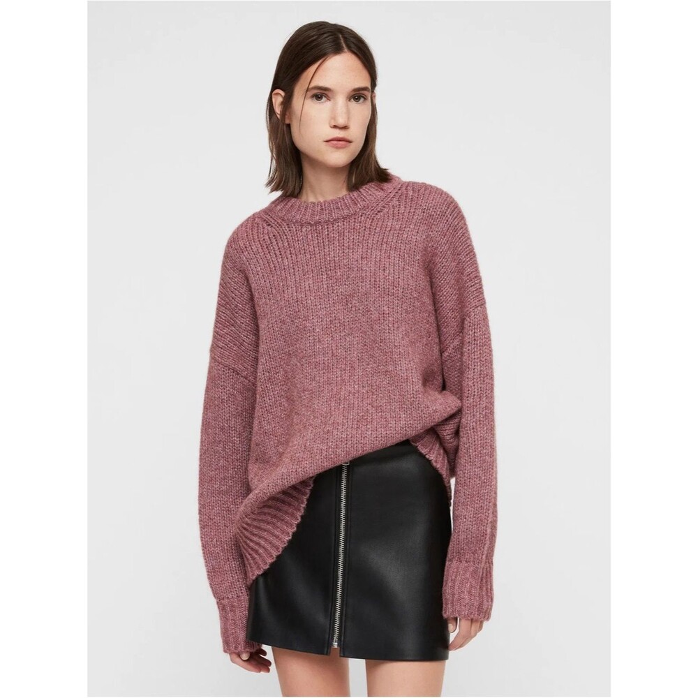 AllSaints Gemini Jumper Metallic Chunky Knit Sweater | Pink | Medium